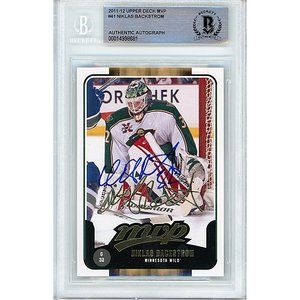 Niklas Backstrom Signed 2011-12 Upper Deck Hockey Card Beckett Wild Autograph